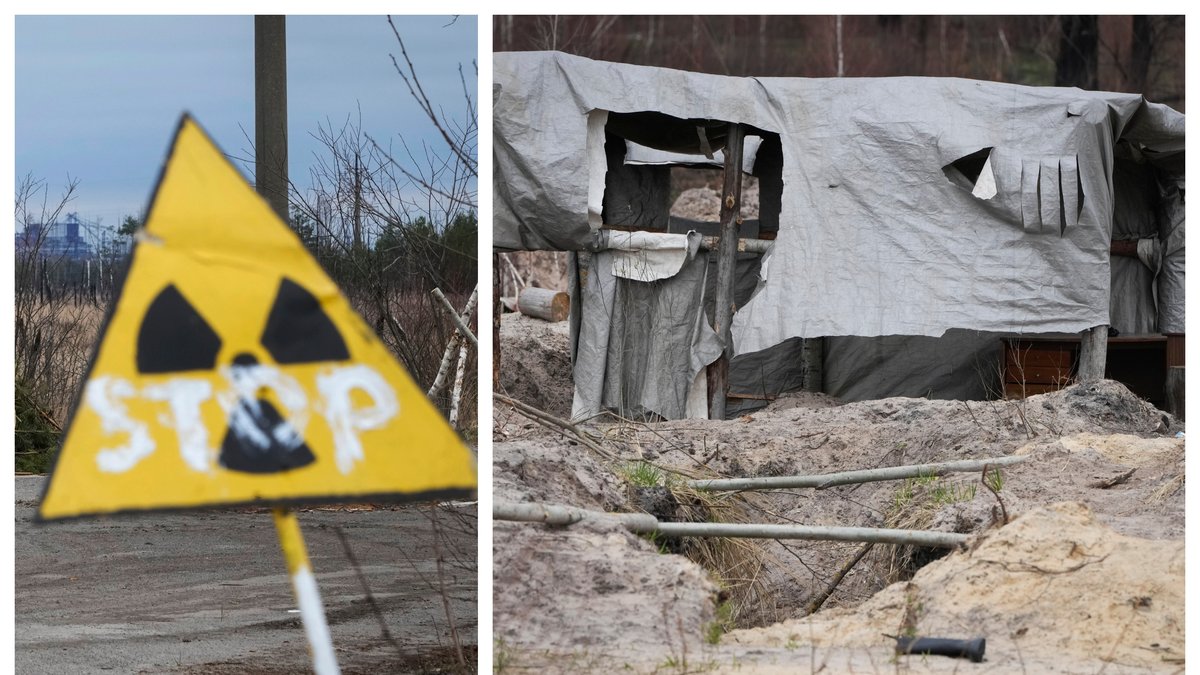 Spåren efter de ryska soldaternas framfart i Tjernobyl har fångats på bild.